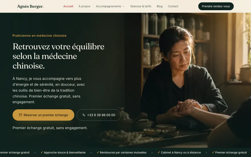 Site de médecine chinoise à Nancy, ambiance Cinématique : immersif, plein cadre