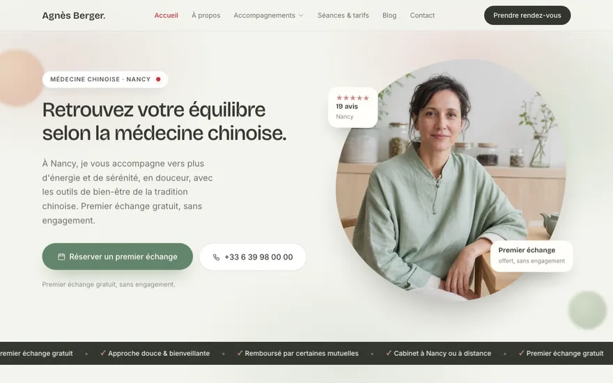 Site de médecine chinoise à Nancy, ambiance Organique : doux, épuré