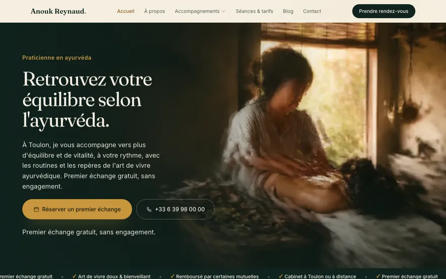Site de ayurveda à Toulon, ambiance Cinématique : immersif, plein cadre