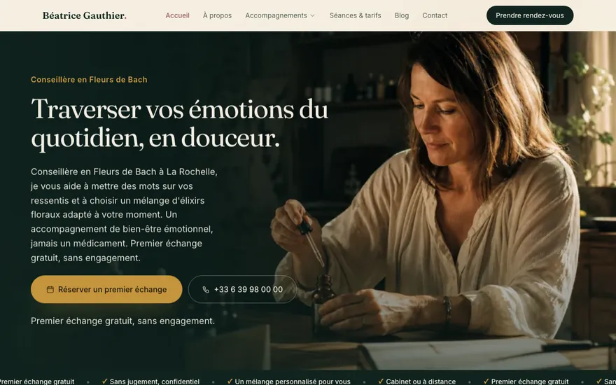 Site de fleurs de bach à La Rochelle, ambiance Cinématique : immersif, plein cadre