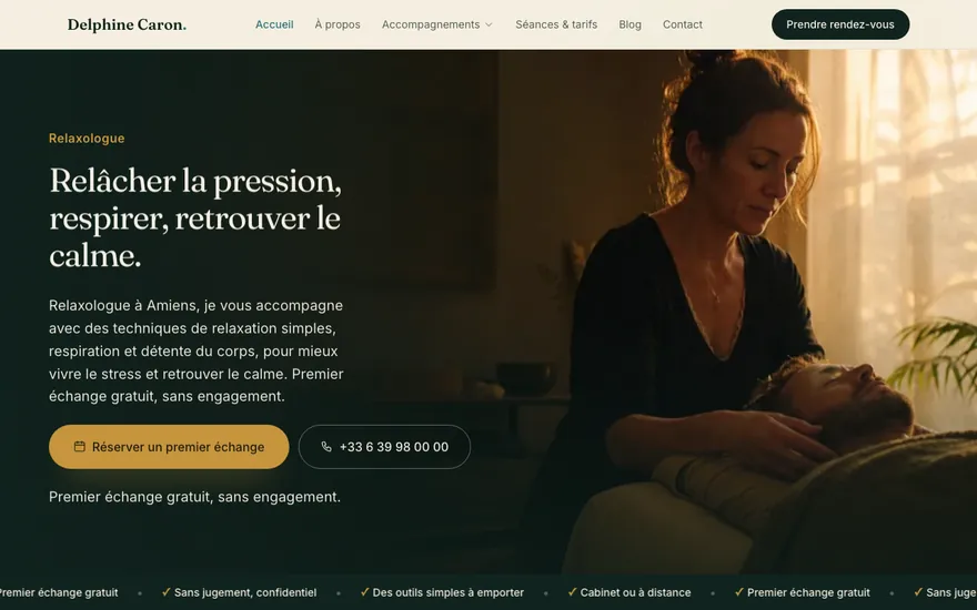 Site de relaxologue à Amiens, ambiance Cinématique : immersif, plein cadre