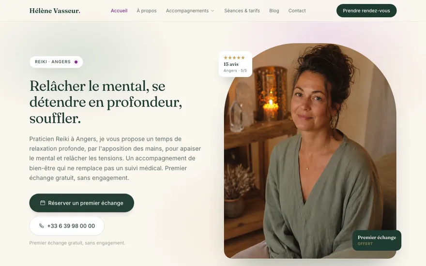 Site de reiki à Angers, ambiance Cocon : chaleureux, arrondi
