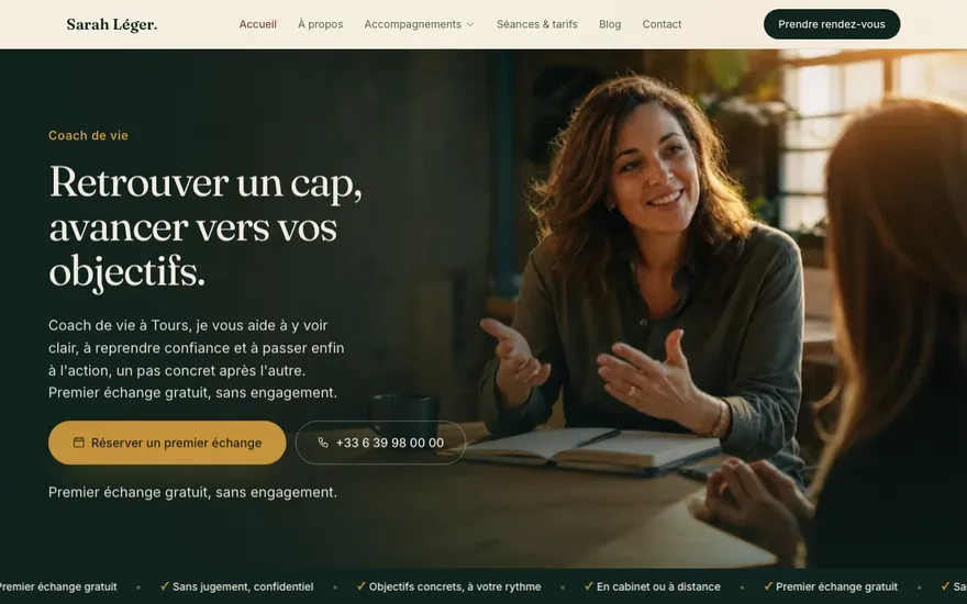 Site de coach de vie à Tours, ambiance Cinématique : immersif, plein cadre