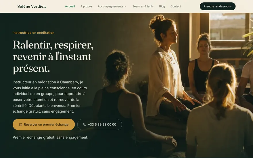 Site de méditation à Chambéry, ambiance Cinématique : immersif, plein cadre