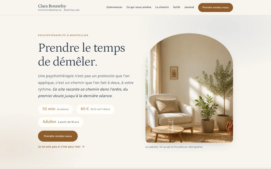 Site sur mesure de Clara Bonnefoy, psychothérapeute à Montpellier