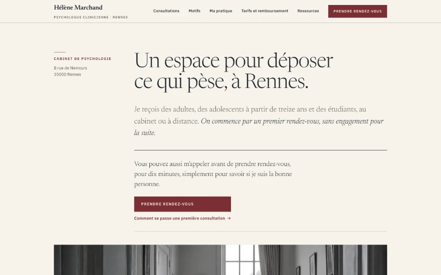 Site sur mesure d'Hélène Marchand, psychologue à Rennes