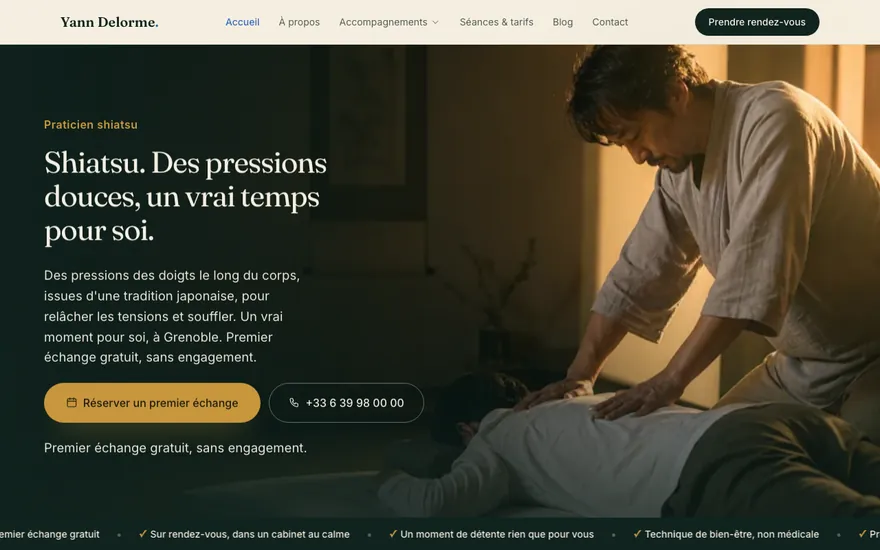 Site de shiatsu à Grenoble, ambiance Cinématique : immersif, plein cadre